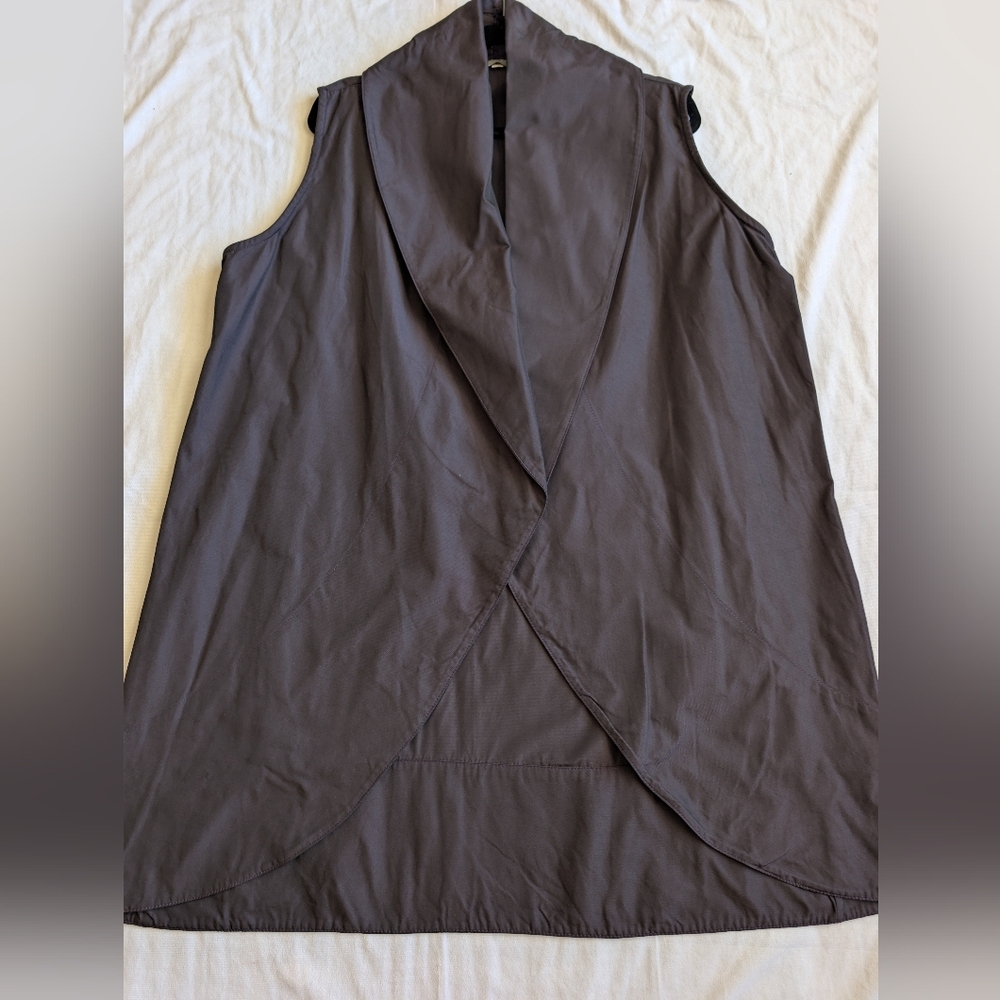 Bryn Walker Lagenlook Eggplant Memory Crunch Shawl Collar Wrap Vest/Jacker Sz L